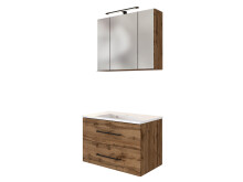 Waschtisch-Set >Luzern I< in Schwarz aus Glas - 80x47cm (BxT)