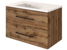 Waschtisch-Set >Luzern I< in Schwarz aus Glas - 80x47cm (BxT)