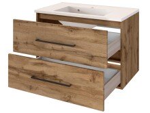 Waschtisch-Set >Luzern I< in Schwarz aus Glas - 80x47cm (BxT)
