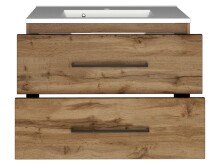 Waschtisch-Set >Luzern I< in Schwarz aus Glas - 80x47cm (BxT)