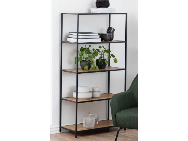 Regal >Carney< in Wildeiche aus Metall - 77x150x35cm (BxHxT)