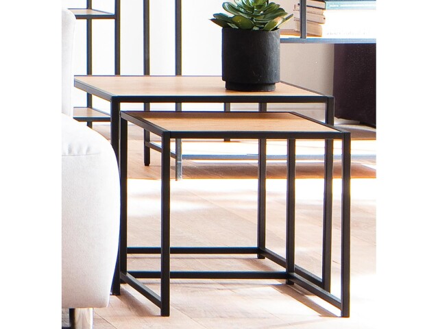 Satztisch >Carney< in Wildeiche aus Metall - 50x45x50cm (BxHxT)