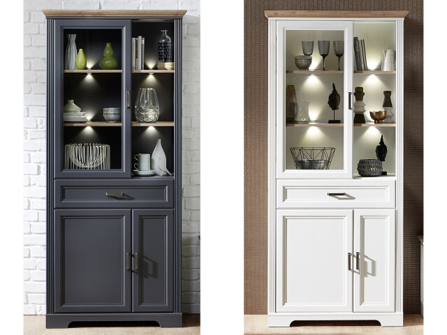Vitrine >Jillana I< in Antik aus Metall - 93x204x42cm (BxHxT)
