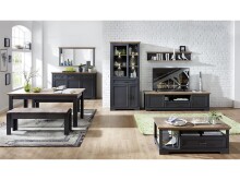 Vitrine >Jillana I< in Antik aus Metall - 93x204x42cm (BxHxT)