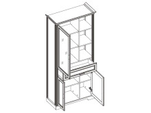 Vitrine >Jillana I< in Antik aus Metall - 93x204x42cm (BxHxT)