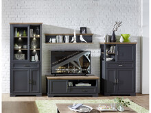 Vitrine >Jasmin< in Graphit aus Metall - 93x204x42cm (BxHxT)