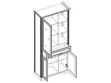 Vitrine >Jasmin< in Graphit aus Metall - 93x204x42cm (BxHxT)