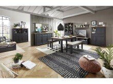 Vitrine >Jasmin< in Graphit aus Metall - 93x204x42cm (BxHxT)