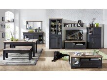 Vitrine >Jasmin< in Graphit aus Metall - 93x204x42cm (BxHxT)
