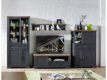 Vitrine >Jasmin< in Graphit aus Metall - 93x204x42cm (BxHxT)