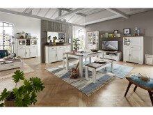 Vitrine >Jasmin< in Pinie-Hell aus Metall - 93x204x42cm (BxHxT)