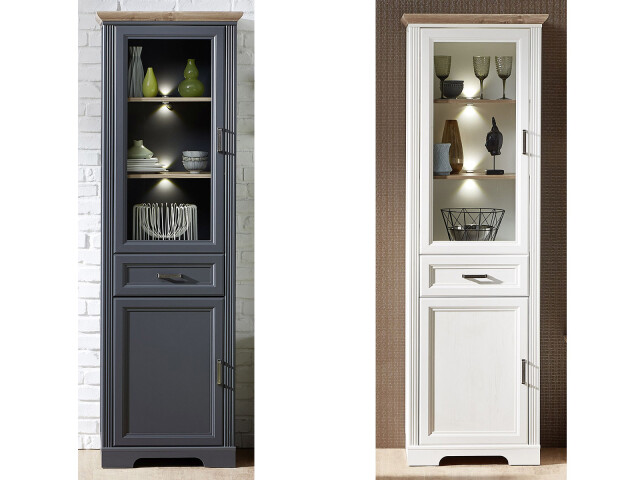 Vitrine >Jillana II< in Antik aus Metall - 66x204x42cm (BxHxT)