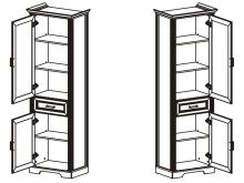 Vitrine >Jillana II< in Antik aus Metall - 66x204x42cm (BxHxT)