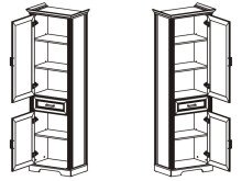 Vitrine >Jasmin< in Graphit aus Metall - 66x204x42cm (BxHxT)