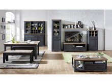 Vitrine >Jasmin< in Graphit aus Metall - 66x204x42cm (BxHxT)