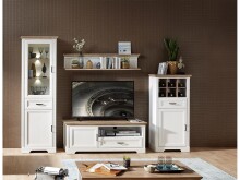 Vitrine >Jasmin< in Pinie-Hell aus Metall - 66x204x42cm (BxHxT)