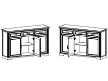 Sideboard >Jasmin< in Pinie-Hell aus Metall - 166x102x48cm (BxHxT)