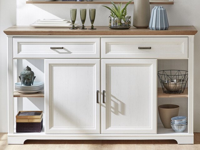 Sideboard >Jasmin< in Pinie-Hell aus Metall - 171x102x48cm (BxHxT)