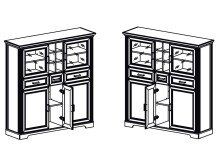Highboard >Jasmin< in Graphit aus Metall - 143x150x42cm (BxHxT)