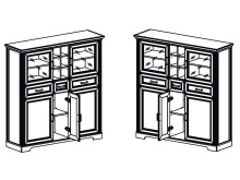 Highboard >Jasmin< in Pinie-Hell aus Metall - 143x150x42cm (BxHxT)