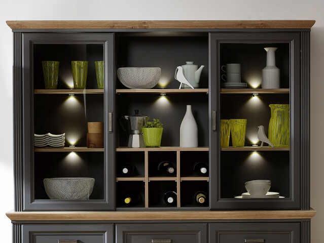 Buffetaufsatz >Jasmin< in Graphit aus Metall - 166x103x42cm (BxHxT)