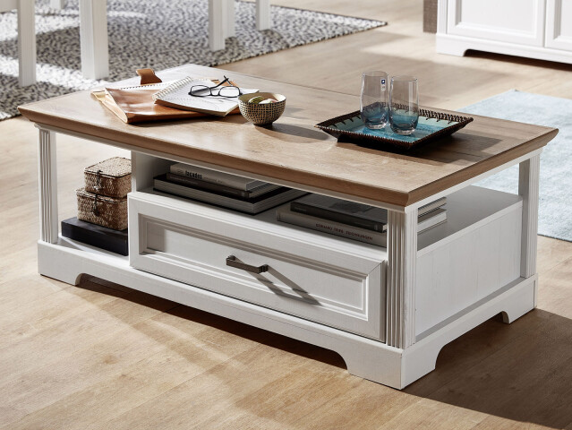 Couchtisch >Jasmin< in Pinie-Hell aus Metall - 120x45x67cm (BxHxT)