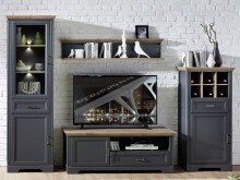 Wohnwand >Jasmin< in Graphit aus Metall -...