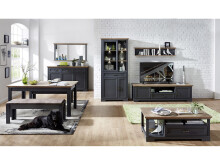 Wohnwand >Jasmin< in Graphit aus Metall - 299x204x51cm (BxHxT)