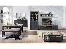 Wohnwand >Jasmin< in Graphit aus Metall - 299x204x51cm (BxHxT)