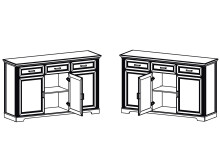 Buffet >Jasmin< in Pinie-Hell aus Metall - 166x205x48cm (BxHxT)