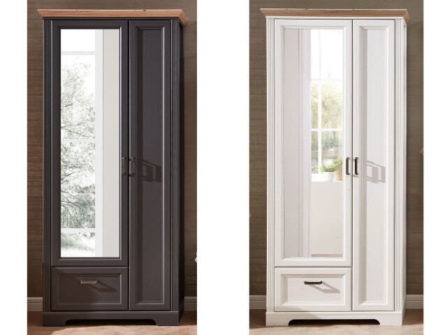 Garderobenschrank >Jasmin< in Antik aus Metall - 93x204x41cm (BxHxT)