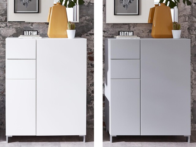 Schuhschrank >Redditch I< in Alufarben aus Kunststoff - 80x104x39cm (BxHxT)