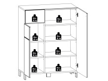 Schuhschrank >Redditch I< in Alufarben aus Kunststoff - 80x104x39cm (BxHxT)