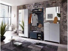 Schuhschrank >Redditch< in Lichtgrau aus Kunststoff - 80x104x39cm (BxHxT)