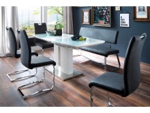 Esstisch >Nuneaton< in Weiß-Hochglanz aus MDF - 180x76x80cm (BxHxT)