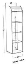 Jalousieschrank >Organizer< in Beton Silber - 45x164x40cm (BxHxT)