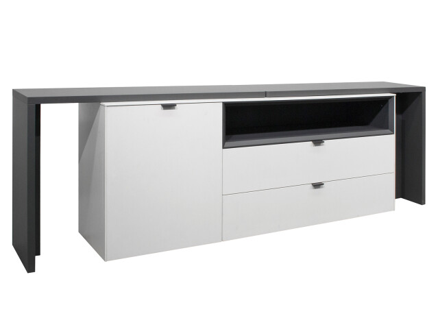 Sideboard >Shayla III< in Weiß matt Lack - 240x77x41cm (BxHxT)