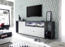 Sideboard >Shayla III< in Weiß matt Lack - 240x77x41cm (BxHxT)