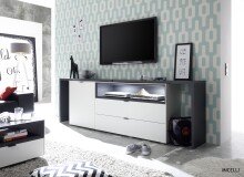 Sideboard >Shayla III< in Weiß matt Lack - 240x77x41cm (BxHxT)