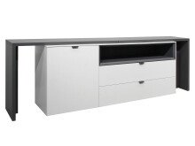 Sideboard >Shayla III< in Weiß matt Lack - 240x77x41cm (BxHxT)
