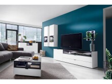 Couchtisch >Shayla I< in Weiß matt Lack aus Glas - 70x40x69cm (BxHxT)