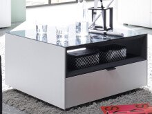 Couchtisch >Shayla I< in Weiß matt Lack aus Glas - 70x40x69cm (BxHxT)
