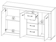 Sideboard >Ingmar< in Betonoxid - 152x90x37cm (BxHxT)