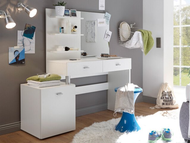 Schminktisch >Skive< in Weiß - 132x145x43cm (BxHxT)