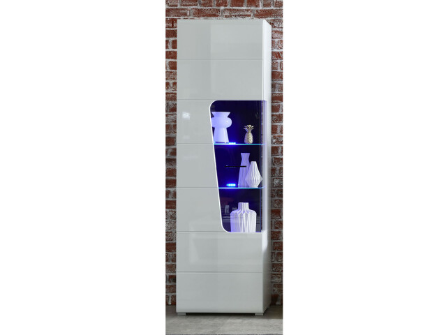 Vitrine >Filmer I< in Weiß/Hochglanz - 62x205x37cm (BxHxT)