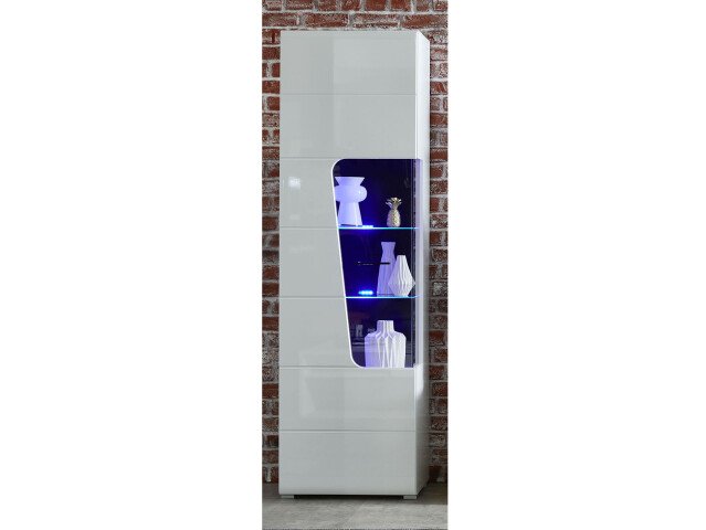 Vitrine >Filmer I< in Weiß/Hochglanz - 62x205x37cm (BxHxT)