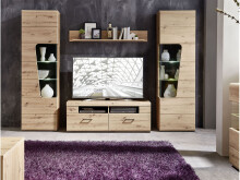 Vitrine >Filmer< in Artisan Eiche Nachbildung aus Metall - 62x205x37cm (BxHxT)
