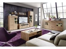Vitrine >Filmer< in Artisan Eiche Nachbildung aus Metall - 62x205x37cm (BxHxT)