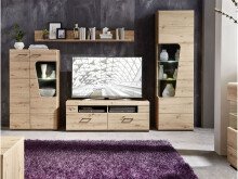 Vitrine >Filmer< in Artisan Eiche Nachbildung aus Metall - 62x205x37cm (BxHxT)