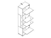 Vitrine >Filmer< in Artisan Eiche Nachbildung aus Metall - 62x205x37cm (BxHxT)